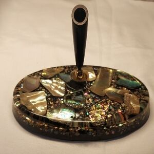 Abalone Shell and Lucite Resin Vintage Pen Holder
